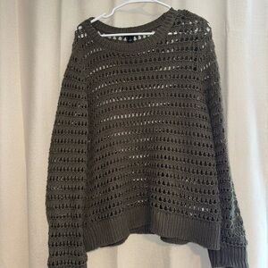 Halogen Dark Olive Open-Knit Sweater
